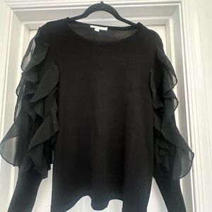 Chico's Black Long Sleeve Ruffled Blouse